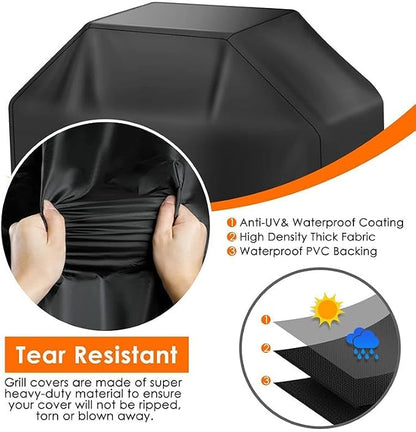 57 Inch Grill Cover for Outdoor Grill, Heavy Duty Waterproof BBQ Cover, Fade Resistant & Tear Resistant Gas Grill Cover