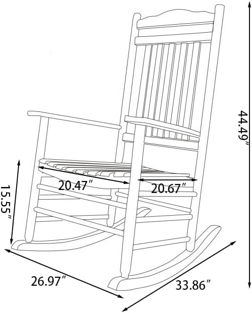 Outdoor Patio Rocking Chair Furniture Comfy Rocker for Adults Porch Balcony Garden Indoor Outside Wooden, White