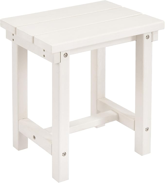 Furnimart Adirondack 16.5" Square Outdoor Side Table, Extra-Thick HDPE Composite Weather-Resistant Small Patio Table, White Outdoor End Table for Garden Balcony Yard Deck Poolside(White)
