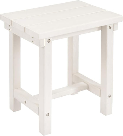 Furnimart Adirondack 16.5" Square Outdoor Side Table, Extra-Thick HDPE Composite Weather-Resistant Small Patio Table, White Outdoor End Table for Garden Balcony Yard Deck Poolside(White)