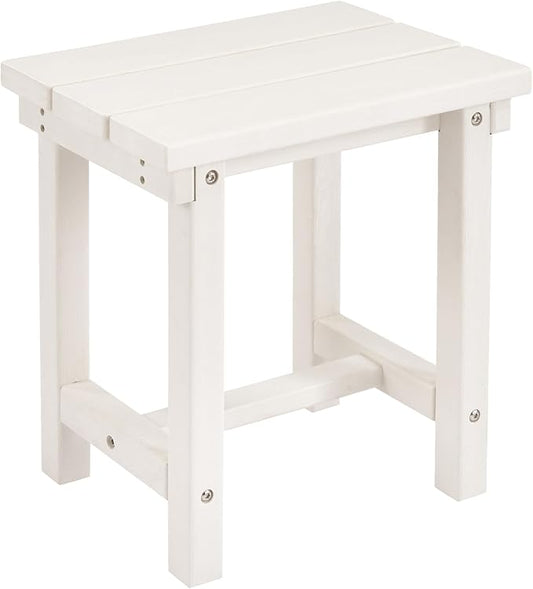 Furnimart Adirondack 16.5" Square Outdoor Side Table, Extra-Thick HDPE Composite Weather-Resistant Small Patio Table, White Outdoor End Table for Garden Balcony Yard Deck Poolside(White)