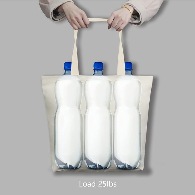 TOPDesign 6-Pack Canvas Tote Bags with Magnetic Snap, Reusable Grocery Shopping Bags, DIY Your Creative Designs