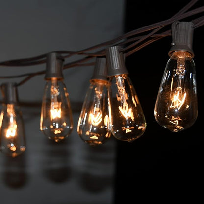 10Ft Outdoor String Lights Waterproof, Hanging Patio Lights with 11 Edison Bulbs (1 Spare), ST40 Vintage Edison Bulbs String Lights for Indoor Garden Backyard Party Wedding Balcony Decor- Black