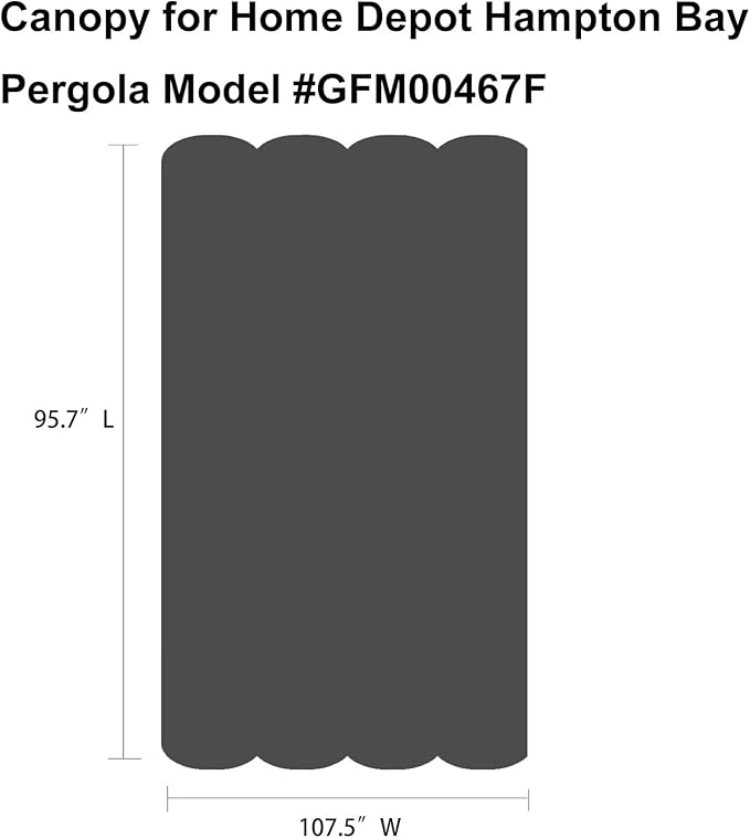 Pergola Shade Cover Replacement Canopy Top Compatible with Home Depot Hampton Bay Pergola Model #GFM00467F - Gray(Canopy Top Only)