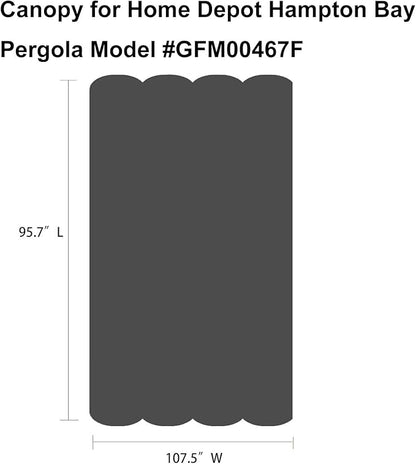 Pergola Shade Cover Replacement Canopy Top Compatible with Home Depot Hampton Bay Pergola Model #GFM00467F - Gray(Canopy Top Only)