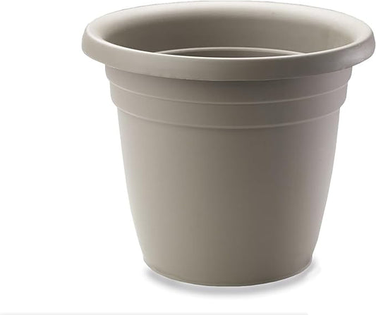 Crescent Too Indoor-Outdoor Emma Round Plastic Flowerpot 9 Inches Colored Planter (Capuccino)