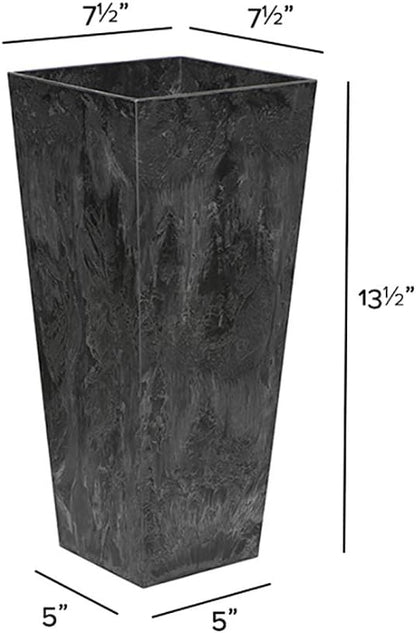Root & Vessel, Ella Tall Planter, Black, 13.5"