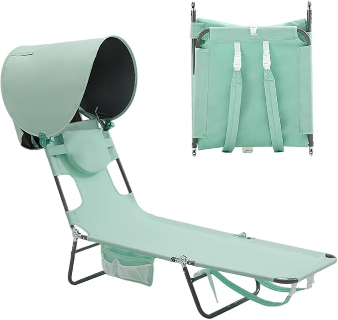 SUNNYFEEL Tanning Chair with Canopy, Face Down Lounger with Backpack Straps | Tanning Chair with Canopy, Face Down Lounger with Backpack Straps