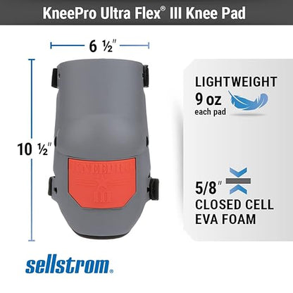 Sellstrom Ultra Flex KneePro Professional Knee Pads for Men & Women with Thick Foam Cushioning & Heavy Duty Hard Outer Shell - Adjustable Straps with Quick-Clips & Ergonomic Metal Hinges - for Construction Work, Gardening, Roofing, Flooring