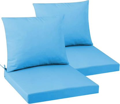 Outdoor Seat Cushion Set 19 x 19 In, Water-Resistant & Fade-Resistan, Patio Furniture Cushions with Removable Cover Deep Seat & Back Cushion with Handle and Adjustable Straps for Chair Sofa,2PC
