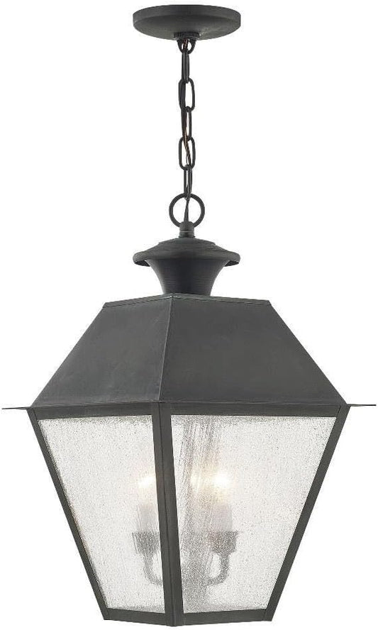 Livex Lighting 2170-61 Mansfield 3-Light Outdoor Hanging Lantern, Charcoal