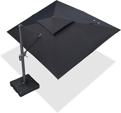 PURPLE LEAF Cantilever Patio Umbrella Outdoor Aluminum Offset Square Umbrella Windproof Heavy Duty Hanging Outside Umbrella for Deck Pool Garden