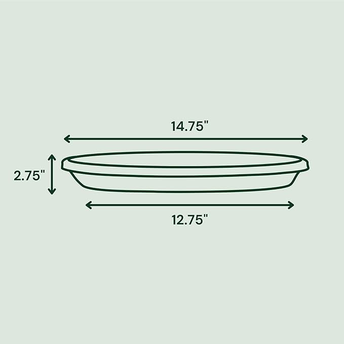 Bloem Terra Resin Saucer Tray: 12.75" Bottom Width - Vanilla Bean - Matte, Durable, Ribbed Bottom, Indoor and Outdoor, Fits 16" Terra Pots