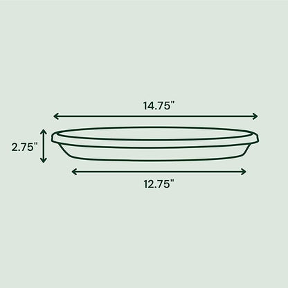 Bloem Terra Resin Saucer Tray: 12.75" Bottom Width - Vanilla Bean - Matte, Durable, Ribbed Bottom, Indoor and Outdoor, Fits 16" Terra Pots