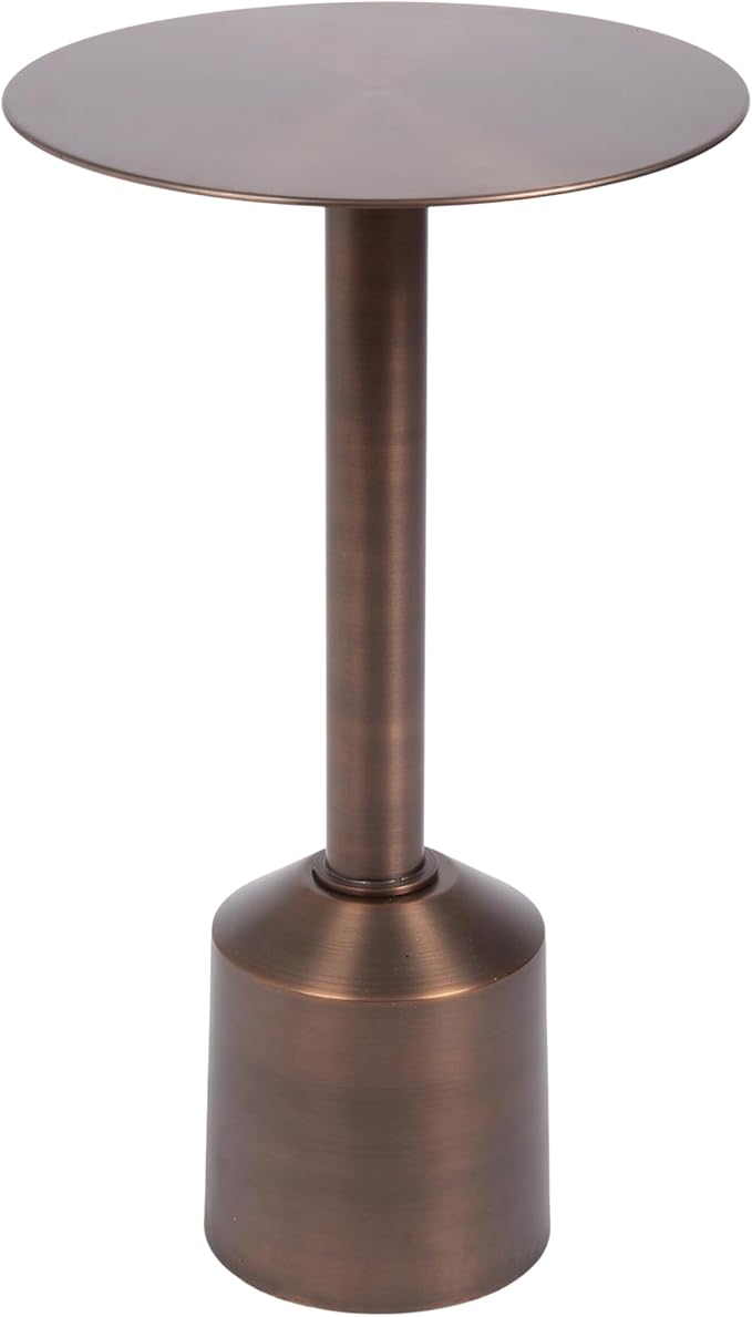 Kate and Laurel Cannings Modern Metal Round Side Table, 14 x 14 x 24, Antique Bronze, Transitional Sculptural Indoor Plant Stand with Pedestal Base for Living Room End Table or Bedroom Nightstand