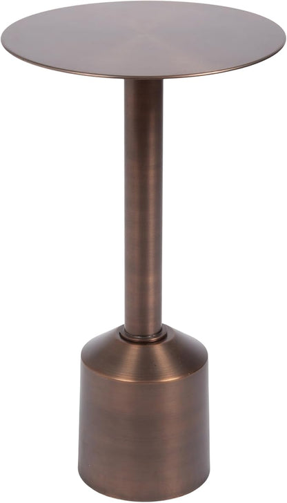 Kate and Laurel Cannings Modern Metal Round Side Table, 14 x 14 x 24, Antique Bronze, Transitional Sculptural Indoor Plant Stand with Pedestal Base for Living Room End Table or Bedroom Nightstand