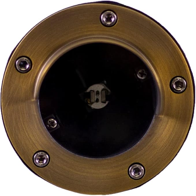 12V Brass In-Ground Well Light (Shielded Top) with 5W 2700K Warm White MR16 LED Bulb & PVC Sleeve for Low Voltage Landscape Lighting of Outdoor Pathway, Garden, Shrubs, Columns or Trees