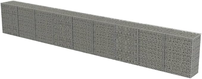 Galvanized Steel Gabion Wall with Covers, Gabion Mesh Wire Wall Panel Galvanized Steel Garden Stone Wire Basket Fencing Patio Decorative Fence, 354"x19.7"x39.4",-187