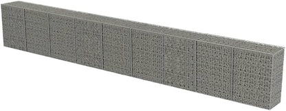 Galvanized Steel Gabion Wall with Covers, Gabion Mesh Wire Wall Panel Galvanized Steel Garden Stone Wire Basket Fencing Patio Decorative Fence, 354"x19.7"x39.4",-187