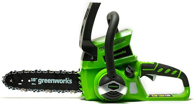 Greenworks 24V 10" Cordless Chainsaw, 2.0Ah Battery and Charger Included