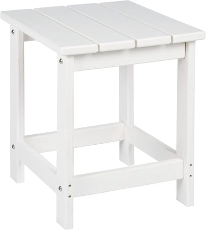 LZRS Adirondack Outdoor Side Table – Durable Weather-Resistant HDPE Patio End Table for Porch, Deck, Pool, Garden,Sturdy and Easy Assembly, White