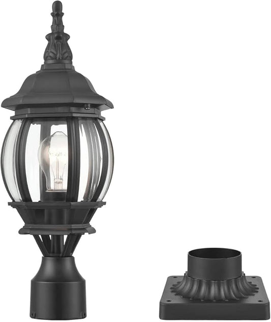 HOLKIRT Outdoor Post Light,Vintage Lamp Post Light Fixture,Waterproof Exterior Post Lantern with Pier Mount Base for Pathway Garden Post Pole Mount,Matte Black