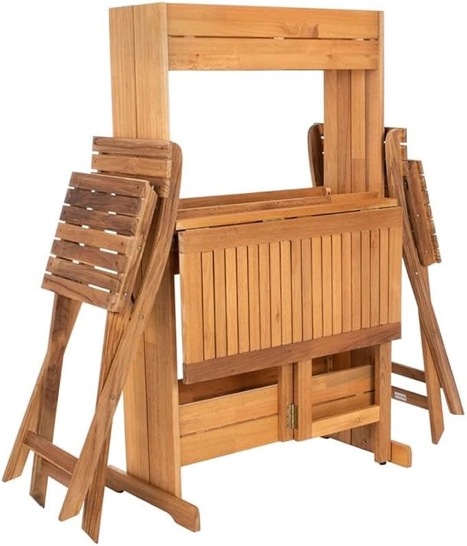 SAFAVIEH PAT7047A Outdoor Collection Barley Natural Flower Shelf 3-Piece Bistro Set