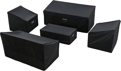 loriano Patio Furniture Covers, 5 Piece Outdoor Furniture Cover Waterproof, 420D Patio Furniture Cover Set, Lawn Patio Set Covers Black