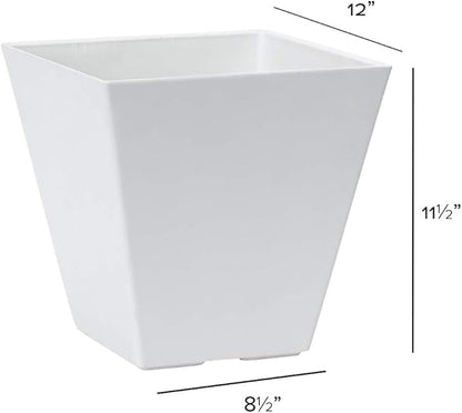 Novelty Artstone 35122 Ella Square Planter, White