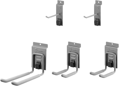 TRINITY 7-Piece Wall Mounted Storage Track System, Garage & Tool Organization Set with 2 PVC 28" Panels and 5 Hooks, Up To 150 Lbs Per Panel, White