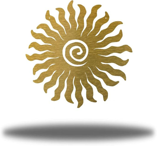 Riverside Designs Sunburst Metal Wall Art Steel Outdoor Decor - Heavy-Duty and Waterproof - Made in USA (12", Gold)