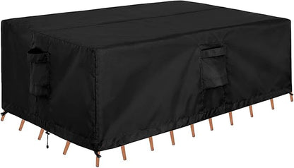 OutdoorLines Outdoor Waterproof Patio Table Furniture Set Covers - Rectangle Couch Sectional Cover Outside Weatherproof Patio Furniture Covering for Deck, Lawn and Backyard 94"L x 94"W x 28"H, Black