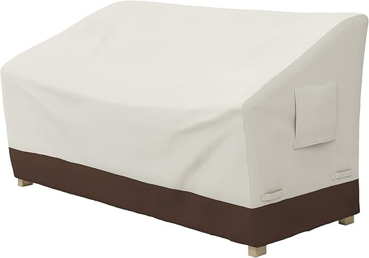 Amazon Basics 3-Seater Waterproof, Anti-UV, Durable, Outdoor Furniture Cover,Beige/Tan