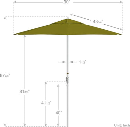 California Umbrella 7.5' Rd Aluminum Patio Umbrella, Crank Lift, Auto Tilt, White Finish