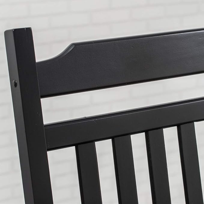 Patio Black Outdoor Rocking Chairs Set of 2 Black Wooden Porch Rockers Furniture for Audlt Indoor Outside Balcony Garden Backyard Lawn Bistro and Lounge