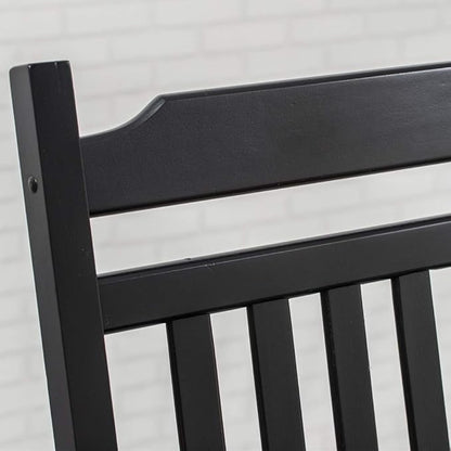 Patio Black Outdoor Rocking Chairs Set of 2 Black Wooden Porch Rockers Furniture for Audlt Indoor Outside Balcony Garden Backyard Lawn Bistro and Lounge