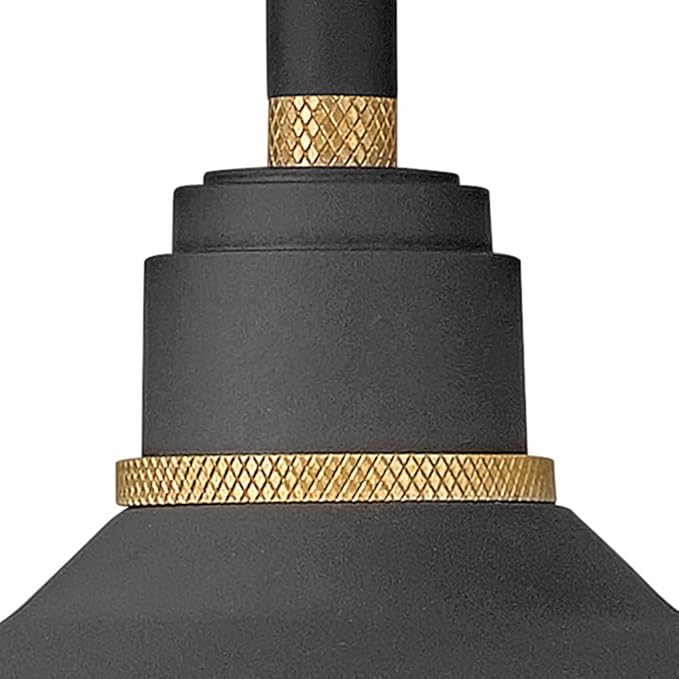 Hinkley Foundry Classic Medium Straight Arm Barn Light - Traditional, 1-Light, Aluminum, Dark Sky - Textured Black with Brass Accents
