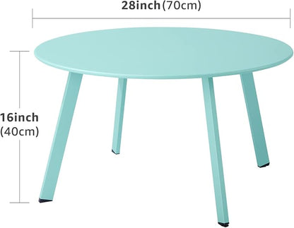 Meluvici Outdoor Side Table, Outdoor/Indoor Metal Steel Patio Coffee Table, Round Weather Resistant Anti-Rust, Green