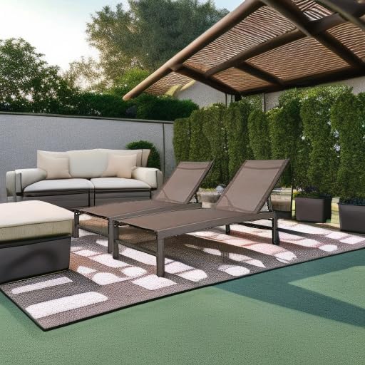 Crestlive Products Lounge Chair Outdoor Set of 2, Aluminum Pool Chaise Lounge Chairs, Adjustable Five-Position Tanning Recliner, All Weather for Patio, Beach, Yard, Pool (Brown)