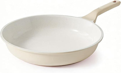 SENSARTE Nonstick Ceramic Frying Pan 12-Inch, Healthy Non Toxic Skillet, Induction Omelet Pan with Heat Resistant Handle, PFAS-Free, Dishwasher Safe, Cream White