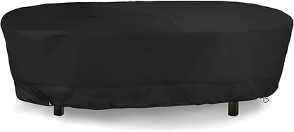 Eevelle Meridian Patio Oval Table Cover with Marine Grade Fabric - Waterproof Outdoor Table Cover - Furniture Set Covers for Dining Table - Easy to Install - (25" H x 66" L x 38" W, Black)