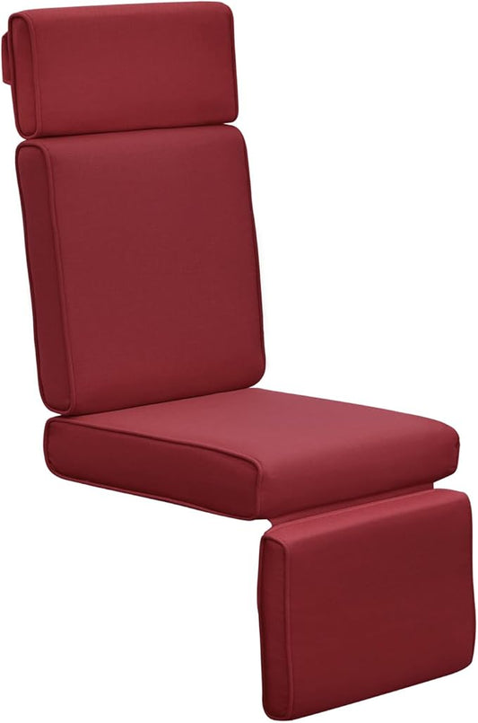 ATR ART TO REAL Outdoor Recliner Replacement Cushion, High Back Chair Cushions Patio Wicker Reclinning Chairs Seat Pad, Removable Cover, Waterproof, UV Resistant (Style A, Red)