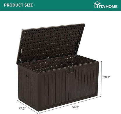 YITAHOME XL 180 Gallon Large Deck Box,Outdoor Storage for Patio Furniture Cushions,Garden Tools,Waterproof,Lockable (Black)