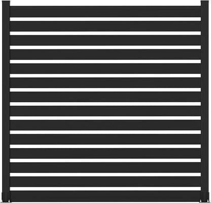 Mondaria Aluminum Privacy Fence Panels for Outside, 6ft(W) x 6ft(H) Horizontal Lattice Fence with 2 No-dig Posts, Wind Resistant Decorative Fencing Panels for Yard, Patio & Pool (Black)
