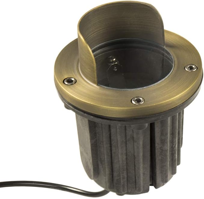 12V Brass In-Ground Well Light (Shielded Top) with 5W 2700K Warm White MR16 LED Bulb for Low Voltage Landscape Lighting of Outdoor Pathway, Garden, Shrubs, Columns or Trees
