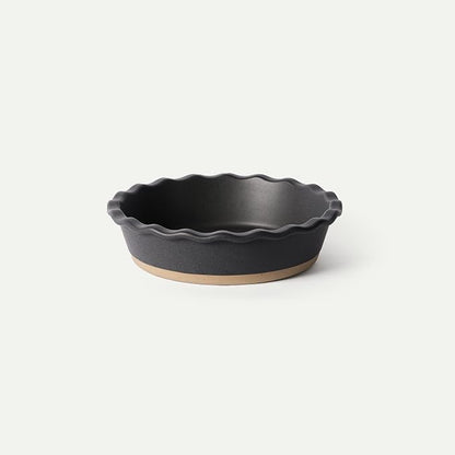MORA Ceramic Pie Pan for Baking - 9 inch - Deep and Fluted Pie Dish for Old Fashion Apple Pie, Quiche, Pot Pies, Tart, etc - Modern Farmhouse Style Porcelain Ceramic Pie Plate - Liquorice