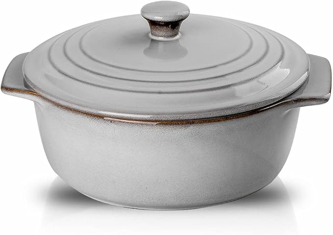KOOV Ceramic Casserole Dish with Lid Oven Safe, 2 Quart Casserole Dishes, Covered Round Casseroles Dishes Set, 9 inch Baking dish With Lid for Dinner, Deep Casseroles Cookware Set, Reactive Glaze