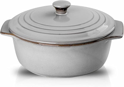 KOOV Ceramic Casserole Dish with Lid Oven Safe, 2 Quart Casserole Dishes, Covered Round Casseroles Dishes Set, 9 inch Baking dish With Lid for Dinner, Deep Casseroles Cookware Set, Reactive Glaze