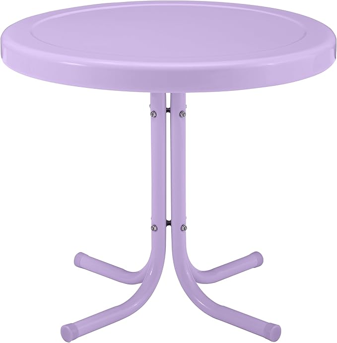 Crosley Furniture Griffith Weather Resistant Retro Metal Outdoor Side Table for Patio, Deck, Porch, Lavender Gloss