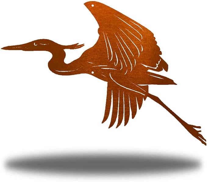 Riverside Designs Heron Coastal Beach Outdoor Metal Wall Art | Made in USA | Multiple Colors and Sizes (12", Copper)